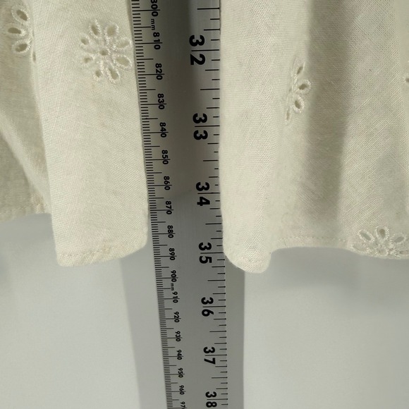 Zara Womens Size Large Linen Blend Eyelet Maxi Skirt Off White Boho Flowy - Picture 10 of 11